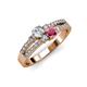 3 - Zaira Diamond and Rhodolite Garnet with Side Diamonds Split Shank Ring 