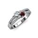 3 - Zaira Diamond and Red Garnet with Side Diamonds Split Shank Ring 