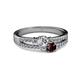2 - Zaira Diamond and Red Garnet with Side Diamonds Split Shank Ring 