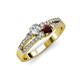 3 - Zaira Diamond and Red Garnet with Side Diamonds Split Shank Ring 