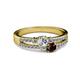 2 - Zaira Diamond and Red Garnet with Side Diamonds Split Shank Ring 