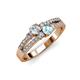 3 - Zaira Diamond and Aquamarine with Side Diamonds Split Shank Ring 