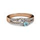 2 - Zaira Diamond and Aquamarine with Side Diamonds Split Shank Ring 