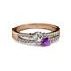 2 - Zaira Diamond and Amethyst with Side Diamonds Split Shank Ring 