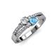 3 - Zaira Diamond and Blue Topaz with Side Diamonds Split Shank Ring 