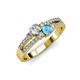 3 - Zaira Diamond and Blue Topaz with Side Diamonds Split Shank Ring 