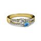 2 - Zaira Diamond and Blue Topaz with Side Diamonds Split Shank Ring 