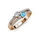 3 - Zaira Diamond and Blue Topaz with Side Diamonds Split Shank Ring 