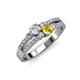 3 - Zaira Diamond and Yellow Sapphire with Side Diamonds Split Shank Ring 