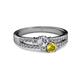 2 - Zaira Diamond and Yellow Sapphire with Side Diamonds Split Shank Ring 