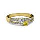 2 - Zaira Diamond and Yellow Sapphire with Side Diamonds Split Shank Ring 