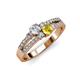 3 - Zaira Diamond and Yellow Sapphire with Side Diamonds Split Shank Ring 