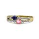 1 - Zaira Blue Sapphire and Pink Tourmaline with Side Diamonds Split Shank Ring 