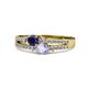 1 - Zaira Blue Sapphire and Tanzanite with Side Diamonds Split Shank Ring 