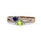 1 - Zaira Blue Sapphire and Peridot with Side Diamonds Split Shank Ring 