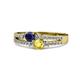 1 - Zaira Blue and Yellow Sapphire with Side Diamonds Split Shank Ring 