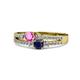 1 - Zaira Pink and Blue Sapphire with Side Diamonds Split Shank Ring 