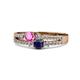 1 - Zaira Pink and Blue Sapphire with Side Diamonds Split Shank Ring 