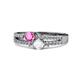 1 - Zaira Pink and White Sapphire with Side Diamonds Split Shank Ring 