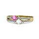 1 - Zaira Pink and White Sapphire with Side Diamonds Split Shank Ring 