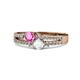 1 - Zaira Pink and White Sapphire with Side Diamonds Split Shank Ring 