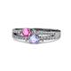 1 - Zaira Pink Sapphire and Tanzanite with Side Diamonds Split Shank Ring 