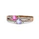 1 - Zaira Pink Sapphire and Tanzanite with Side Diamonds Split Shank Ring 