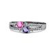 1 - Zaira Pink Sapphire and Iolite with Side Diamonds Split Shank Ring 