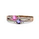 1 - Zaira Pink Sapphire and Iolite with Side Diamonds Split Shank Ring 