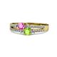 1 - Zaira Pink Sapphire and Peridot with Side Diamonds Split Shank Ring 