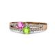 1 - Zaira Pink Sapphire and Peridot with Side Diamonds Split Shank Ring 