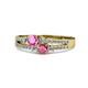 1 - Zaira Pink Sapphire and Rhodolite Garnet with Side Diamonds Split Shank Ring 