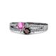 1 - Zaira Pink Sapphire and Red Garnet with Side Diamonds Split Shank Ring 