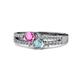 1 - Zaira Pink Sapphire and Aquamarine with Side Diamonds Split Shank Ring 