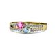 1 - Zaira Pink Sapphire and Aquamarine with Side Diamonds Split Shank Ring 