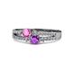 1 - Zaira Pink Sapphire and Amethyst with Side Diamonds Split Shank Ring 