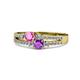 1 - Zaira Pink Sapphire and Amethyst with Side Diamonds Split Shank Ring 