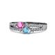 1 - Zaira Pink Sapphire and Blue Topaz with Side Diamonds Split Shank Ring 