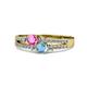 1 - Zaira Pink Sapphire and Blue Topaz with Side Diamonds Split Shank Ring 