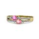 1 - Zaira Pink Sapphire and Pink Tourmaline with Side Diamonds Split Shank Ring 