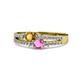 1 - Zaira Citrine and Pink Sapphire with Side Diamonds Split Shank Ring 