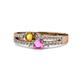 1 - Zaira Citrine and Pink Sapphire with Side Diamonds Split Shank Ring 