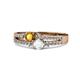 1 - Zaira Citrine and White Sapphire with Side Diamonds Split Shank Ring 