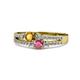 1 - Zaira Citrine and Rhodolite Garnet with Side Diamonds Split Shank Ring 