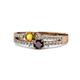 1 - Zaira Citrine and Red Garnet with Side Diamonds Split Shank Ring 