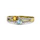 1 - Zaira Citrine and Aquamarine with Side Diamonds Split Shank Ring 