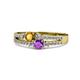 1 - Zaira Citrine and Amethyst with Side Diamonds Split Shank Ring 