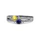 1 - Zaira Yellow and Blue Sapphire with Side Diamonds Split Shank Ring 