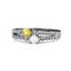 1 - Zaira Yellow and White Sapphire with Side Diamonds Split Shank Ring 