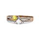 1 - Zaira Yellow and White Sapphire with Side Diamonds Split Shank Ring 